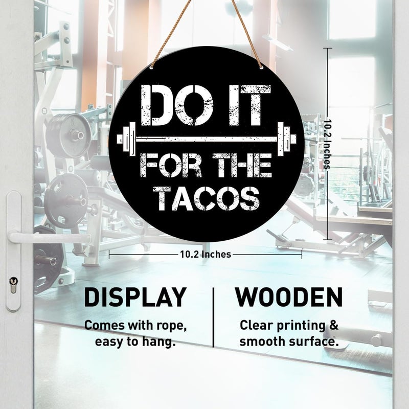 HSNBT Funny Gym Signs Wall Decor, Home Gym Motivational Wall Decor Gym Hanging Signs Decorations for Fitness Workout Room Gift for Woman Man Gym Enthusiast, Do It for The Tacos - Image 2
